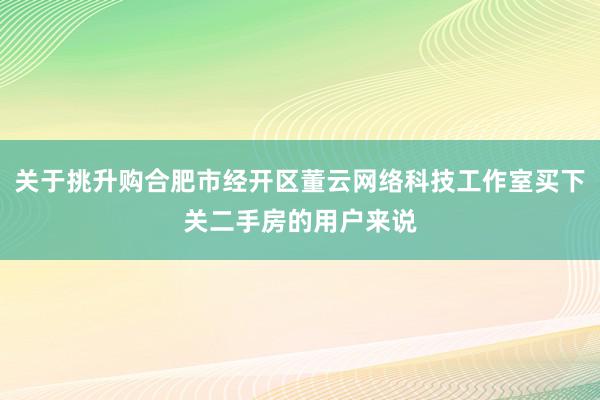 关于挑升购合肥市经开区董云网络科技工作室买下关二手房的用户来说